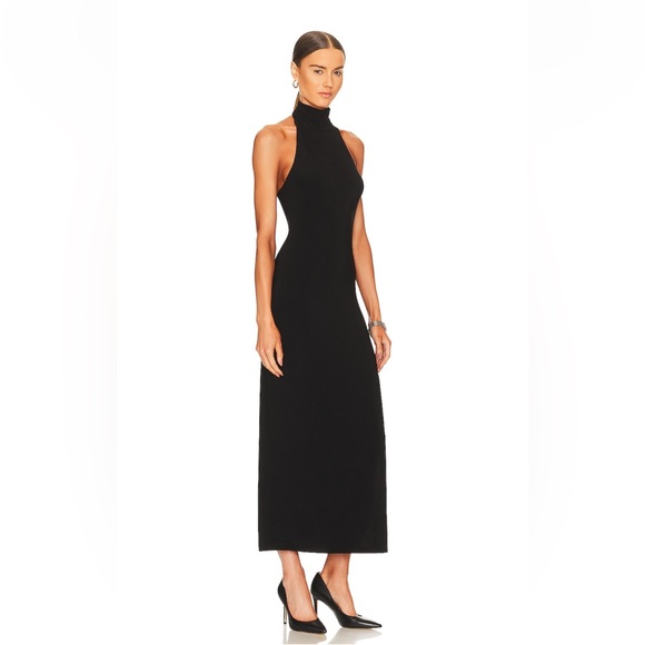Norma Kamali Halter Turtleneck Side Slit Gown - Picture 2 of 3